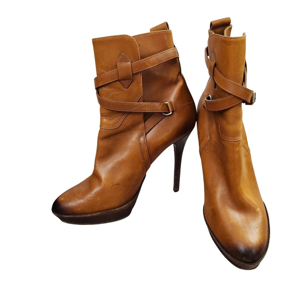 Ralph Lauren‎ Collection platform leather purple label ankle boots Sz 10